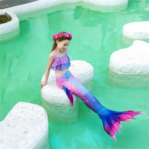 Vista 4 de Kokowaii - Sofisticado traje de baño con cola de sirena para niñas
