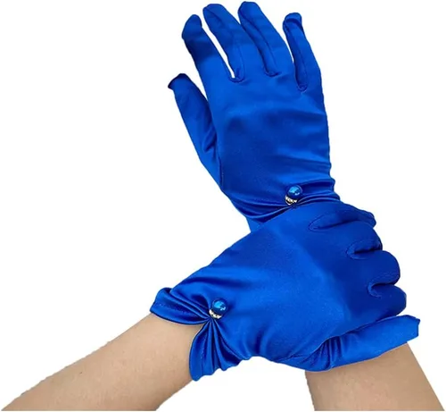 Vista 10 de Vestido de novia de satén para mujer, fiesta de ópera, guantes de los años 20, guantes hasta la muñeca