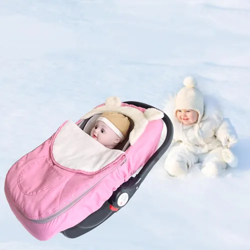 Vista 8 de Funda de asiento de automóvil para bebés, funda de asiento de automóvil de invierno para niños y niñas, mantiene al bebé caliente y acogedor, funda
