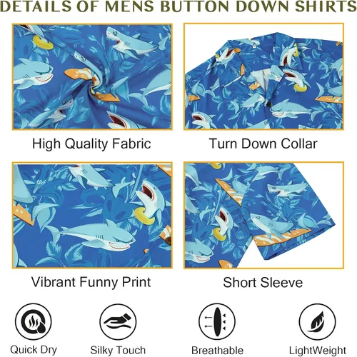 Vista 26 de Camisa hawaiana para hombre, con estampado floral, cómoda, con botones, casual, manga corta, ropa de playa para hombre