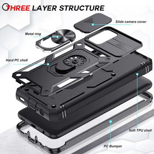 Vista 4 de LeYi Funda compatible con Samsung Galaxy A03s: funda para teléfono Samsung A03s con protector de pantalla [2 paquetes], funda deslizante para cámara