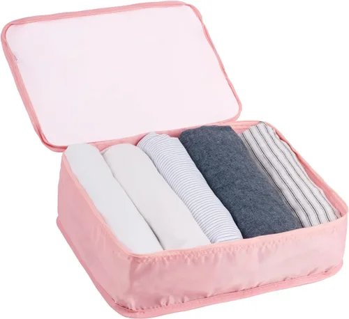 Vista 5 de Adwaita - Juego de 6 cubos organizadores de equipaje para viajes (rosa)