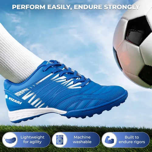 Vista 5 de Vizari Valencia Turf Cleats para hombres y mujeres Tacos de césped de fútbol con suela de goma multitachonada para tracción Zapatos de fútbol