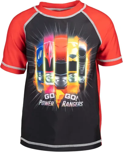 Vista 2 de Power Rangers Conjunto de traje de traje de baño y protector de erupción para niños pequeños a grandes