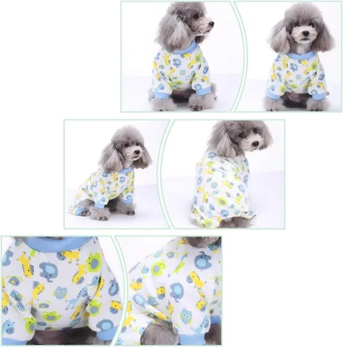 Vista 5 de Paquete de 2 ropa para mascotas y cachorros, lindos pijamas de algodón para perros, mamelucos de algodón, monos para gatos, ropa acogedora