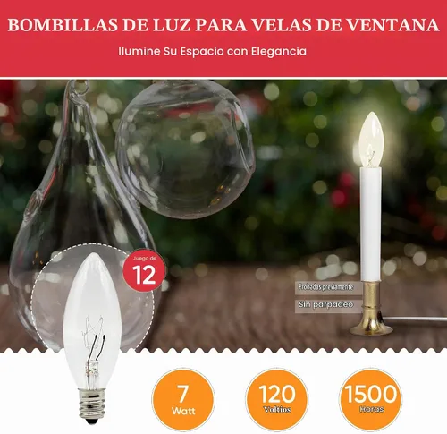 Vista 2 de Creative Hobbies® Bombillas de repuesto para lámparas de vela eléctricas, velas de ventana y candelabros - 7W Candelabro E12 Incandescente