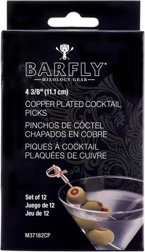 Vista 2 de Barfly Púas de cóctel, nudo de bambú, chapado en cobre, juego de 12