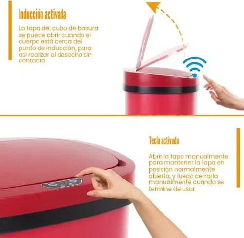 Vista 4 de Papelera de acero inoxidable BestOffice con infrarrojo antihuellas, 13.2 galón