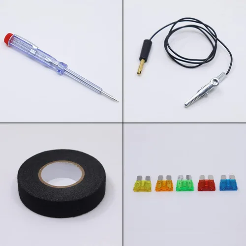 Vista 9 de Probador de circuito de CC de 6 V, 12 V, 24 V, bolígrafo de prueba de voltaje de automóvil, herramienta de diagnóstico de lámpara automática + cinta
