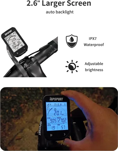 Vista 3 de Computadora de bicicleta GPS inalámbrico, velocímetro de bicicleta con retroiluminación automática de pantalla enorme de 2.6 pulgadas, computadora