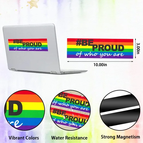 Vista 2 de ALIBBON Calcomanías de orgullo gay - 2 calcomanías de arcoíris para automóvil, laptop y refrigerador