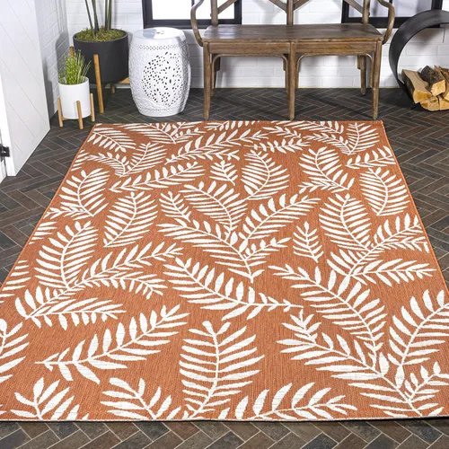 Vista 20 de Eyely BMS119A-28 Santa Monica Nevis Palm Frond - Alfombra costera para interiores y exteriores, casual, campo, floral, dormitorio, cocina, patio