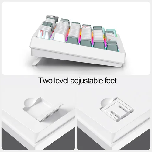 Vista 6 de Fogruaden Teclado mecánico con cable 75% intercambiable en caliente, interruptor rojo, teclado mecánico TKL, montaje de junta, teclado compacto