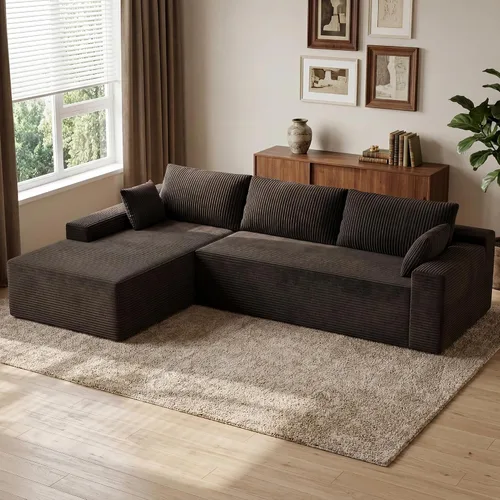 Vista 9 de Sofá seccional moderno de 108 pulgadas, sofás modulares convertibles en forma de L, sofás tapizados con asiento profundo, sofá de esponja apto