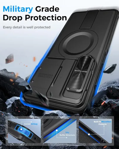 Vista 6 de ATATOO for Samsung Galaxy S26 Ultra Case Magnetic with Stand, 6.9", Black 2X Screen Protectors, Compatible with MagSafe, Slide Camera Cover