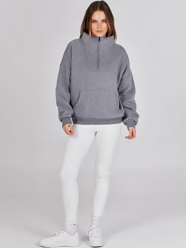 Vista 6 de ANRABESS Sudaderas con media cremallera para mujer, sudaderas cortas de gran tamaño, suéter de forro polar para otoño, ropa de moda Y2K