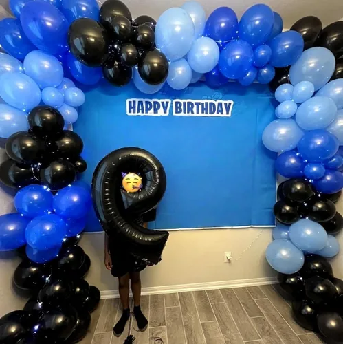 Vista 6 de Juego de Globos de Juego Azul y Negro, 60 Piezas, 12 Pulgadas de Azul Claro y Azul Oscuro para Decoraciones de Fiesta de Videojuego, Fiesta