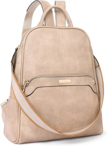 Vista 9 de CLUCI Mochila para mujer, mochila de viaje, de cuero, convertible, de diseño, bolsas de hombro