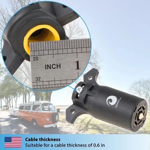 Vista 3 de valonic Enchufe de remolque de 7 vías - Remolque de 7 pines - Conector de arnés de cableado - para remolque de caravana, remolque de bicicleta