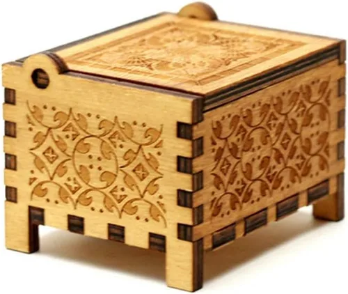 Vista 2 de Youtang Amelie - Caja de música de madera grabada con mecanismo mecánico de cuerda de 18 notas, reproduce La Valse D'Amelie, color marrón