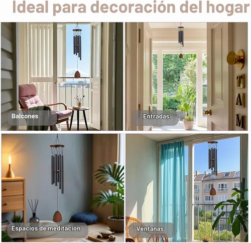 Vista 6 de Campanillas de viento para espacio exterior, campanillas de viento conmemorativas de aluminio para exteriores, adecuadas para la pérdida de un ser