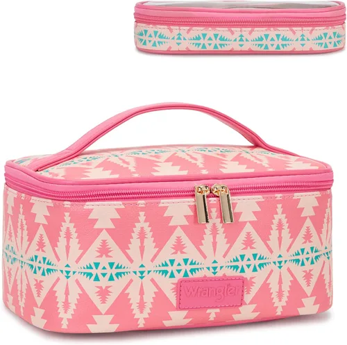 Vista 11 de Wrangler - Bolsa de maquillaje de viaje, 2 piezas, bolsa de cosméticos con Vaca café
