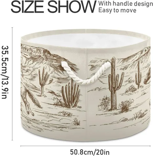Vista 2 de Cesta de cuerda de algodón Western Desert Cowboy - Cesta de lavandería para bebé, sala de estar, lavandería, guardería, decoración del hogar, 20 x
