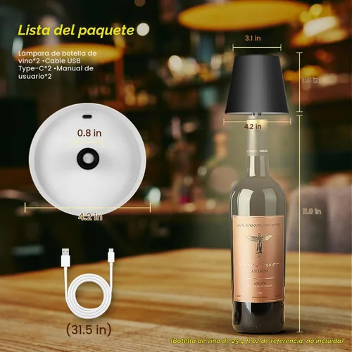 Vista 9 de 2025 Nueva Lámpara Inalámbrica para Botellas - Luces LED para Botellas de Licor y Vino, Pantalla Inalámbrica, Luz Superior para Botella de Whisky