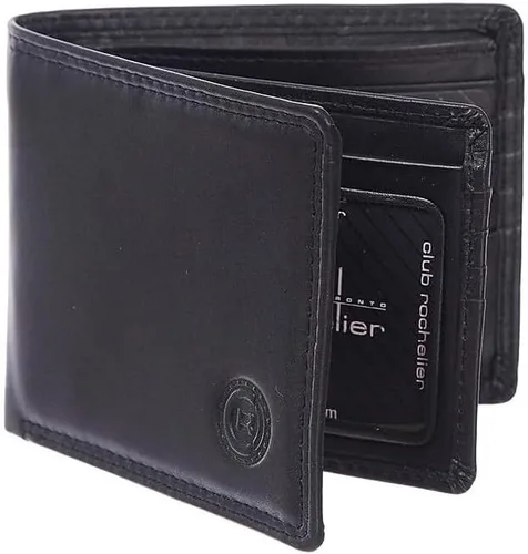 Vista 3 de Club Rochelier Cartera delgada de cuero para hombre con ala central, Negro -, Classic
