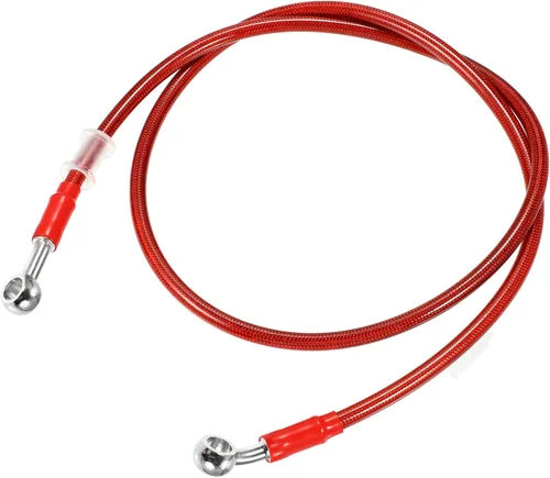 Vista 12 de X AUTOHAUX 19.7 in 19.69 "Longitud 0.394 in ID motocicleta freno hidráulico tubo manguera aceite 28 ° 0 ° cable trenzado de acero inoxidable