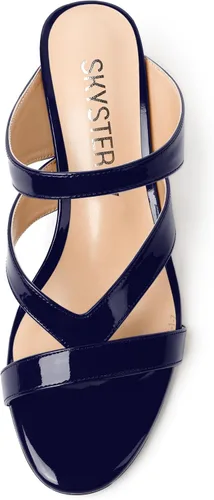 Vista 3 de SKYSTERRY Sandalias de tacón bajo para mujer, con puntera abierta, estilo casual, de 1.5 pulgadas