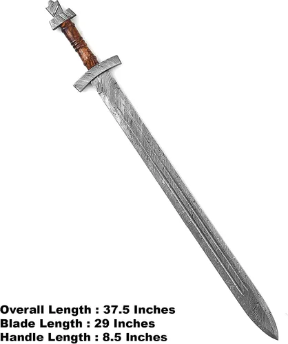 Vista 2 de Damascus Broad Sword Damascus Sword Handcrafted Damascus Steel Blade with Leather Sheath Thoughtful Luxury Gift for Special Occasions