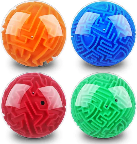 Vista 8 de Sumind Juego de 4 piezas de rompecabezas 3D de laberinto mágico para el cerebro, juegos de memoria secuencial, laberinto, esfera, rompecabezas verde