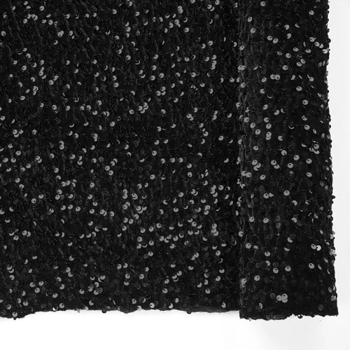 Vista 7 de The Yard - Tela de terciopelo con lentejuelas negras de 2 yardas, material grueso brillante para coser ropa de novia, vestidos, disfraces, vestidos