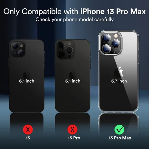 Vista 2 de Funda transparente compatible con iPhone 13 Pro Max 2021 - Funda protectora transparente sin amarillamiento a prueba de golpes, delgada