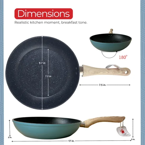 Vista 3 de SALFORD Sartén antiadherente de 9.7 pulgadas – Sartén de cerámica compatible con inducción para huevos, tortillas y panqueques Sartén de chef