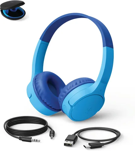 Vista 9 de Belkin SoundForm Mini - Auriculares inalámbricos Bluetooth para niños, batería de 30 horas, límite de volumen seguro de 85 dB, micrófono integrado