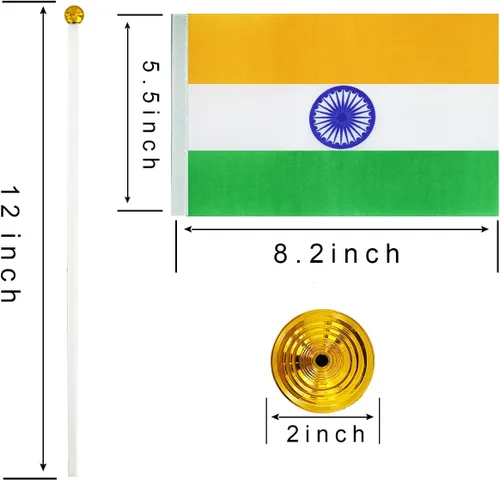 Vista 2 de ZXvZYT Bandera india de escritorio pequeña bandera india pequeña bandera india de mesa con base de soporte para decoración (paquete de 12)
