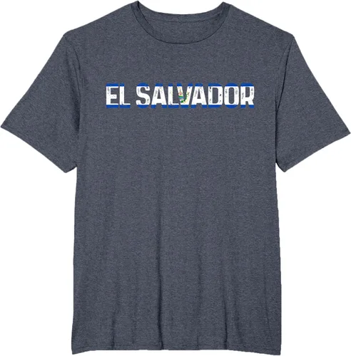 Vista 22 de Camiseta Vintage Pride con bandera salvadoreña de El Salvador, Negro