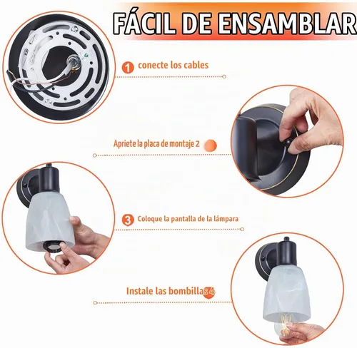 Vista 8 de Apliques de pared juego de 2, luces de tocador negras mate para baño, accesorios de luz de pared modernos con interruptor giratorio, luz de montaje