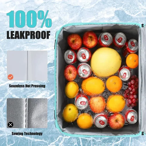 Vista 5 de INSMEER Bolsa térmica térmica térmica grande de 90 latas/55 L, enfriador de lados suaves con correa para el hombro, enfriadores plegables, enfriador