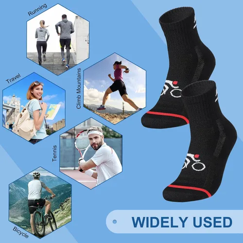 Vista 6 de Bonuci 5 pares de calcetines de ciclismo para hombre, calcetines deportivos unisex de nailon colorido, calcetines atléticos transpirables, regalos