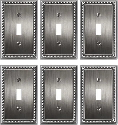Vista 140 de Paquete de 2 cubiertas de placa de interruptor de luz de doble palanca, cubiertas decorativas de placa de doble interruptor Pearls, placa de pared