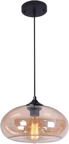 Vista 10 de Iluminación colgante de cristal industrial vintage de 11 pulgadas, 1 luz de granja, loft bar, lámpara colgante de techo, isla de cocina, comedor