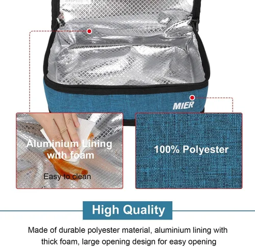 Vista 6 de MIER Bolsa térmica portátil con aislamiento térmico mini bolsa de almuerzo