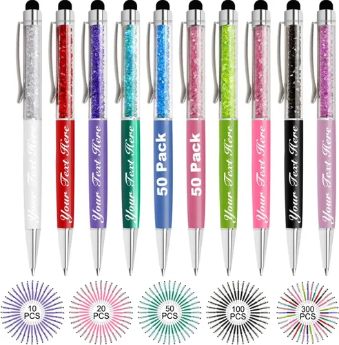 Vista 67 de Bolígrafos personalizados con nombre y texto, bolígrafos de diamantes de cristal personalizados a granel, 10 bolígrafos, regalos para mujeres