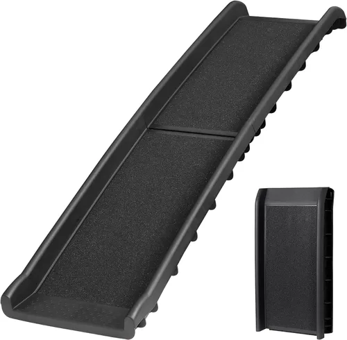 Vista 8 de Rampa plegable para perros para coche, camión, SUV de 61 pulgadas, rampa portátil para mascotas con acolchado de césped para perros grandes