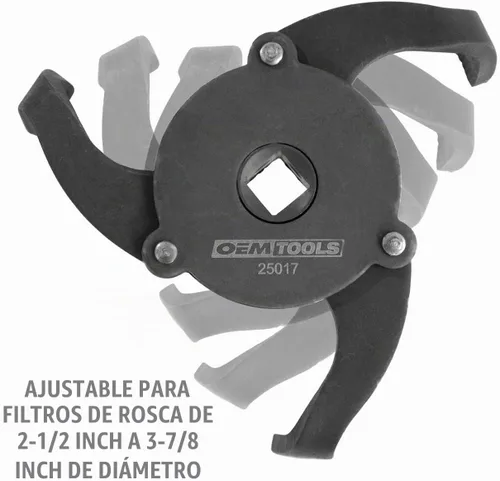 Vista 2 de OEMTOOLS 25017 2-1/2" x 3-7/8" 3-patas Spin-On estilo llave de filtro de aceite, llave de filtro de aceite ajustable, negro