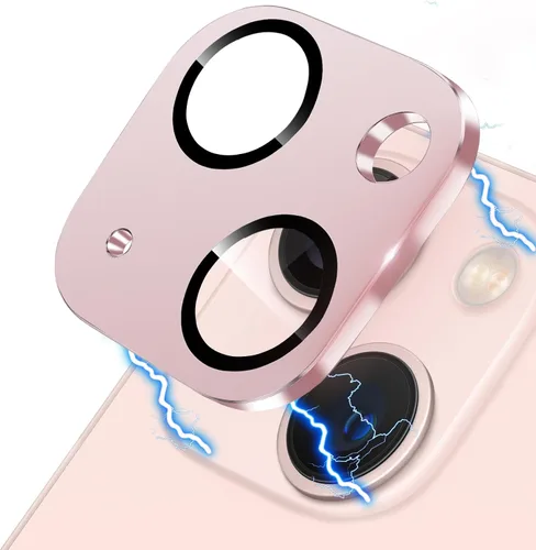Vista 77 de Protector de Lente de Cámara para iPhone 14 / iPhone 14 Plus Película de Cubierta de Cámara de Metal, Vidrio Templado 9H, Antiarañazos, Compatible