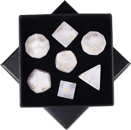Vista 10 de SUNYIK Juego de 7 dados poliédricos DND de piedra de cristal pulido para juegos de mesa RPG MTG, dados de juego DND, mazmorras y dragones